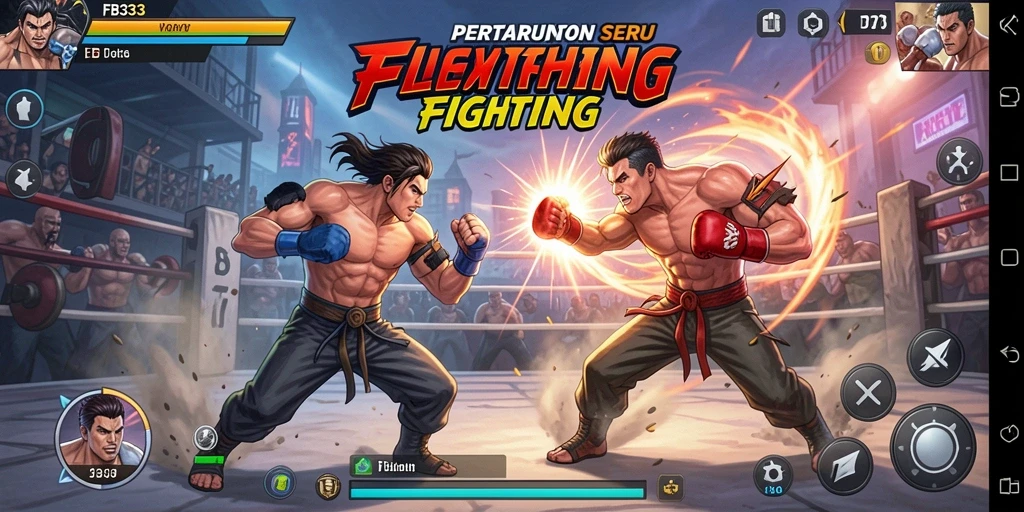 Tampilan gameplay FB333 dengan pertarungan seru antar karakter.