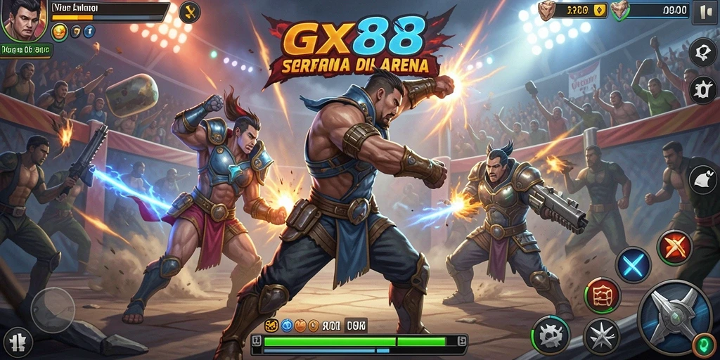 Tampilan screenshot GX88 yang menunjukkan aksi pertarungan seru.