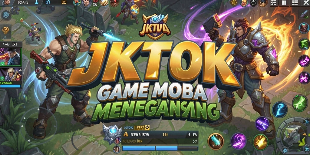 Tampilan permainan JKTOK yang menampilkan pertarungan tim yang intens.