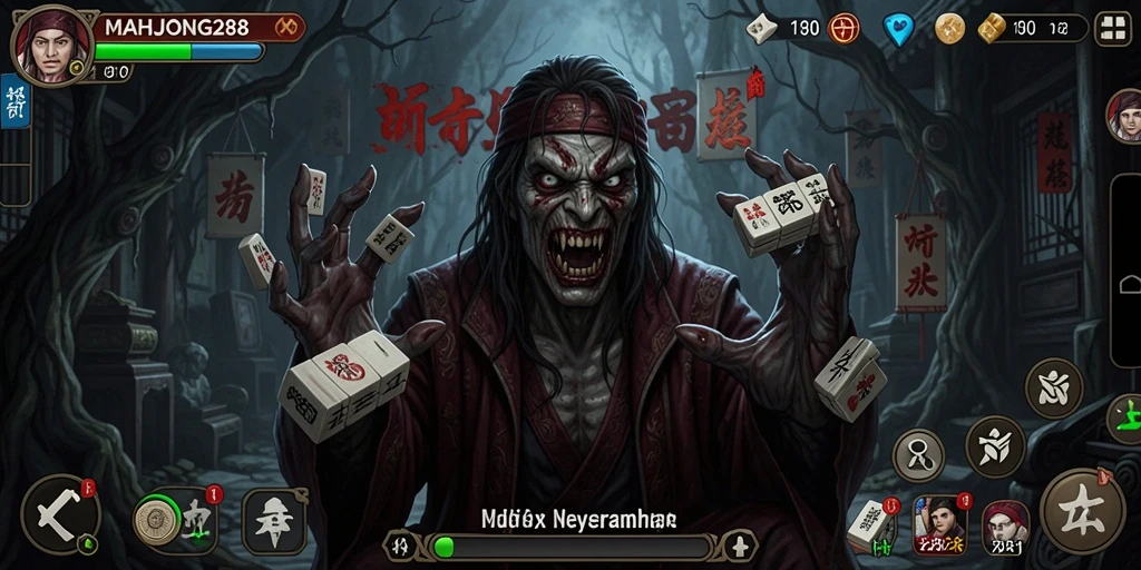 Tangkapan layar dari gameplay menakutkan dari MAHJONG288.