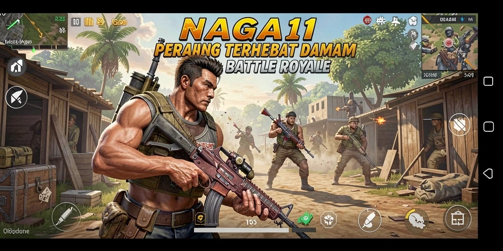Tangkapan layar NAGA11 menunjukkan aksi mendebarkan dalam pertempuran Battle Royale.