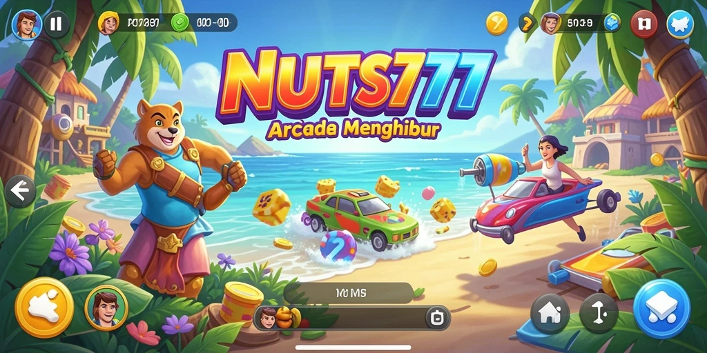 Screenshot NUTS777 menampilkan aksi gameplay Arcade yang intens.