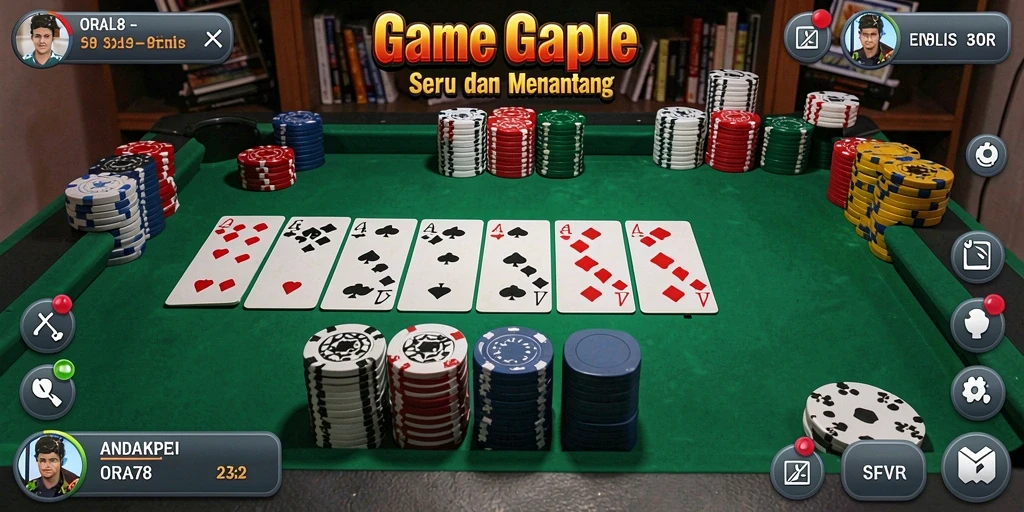 Tampilan gameplay ORA78 yang seru dan interaktif saat bermain Gaple.