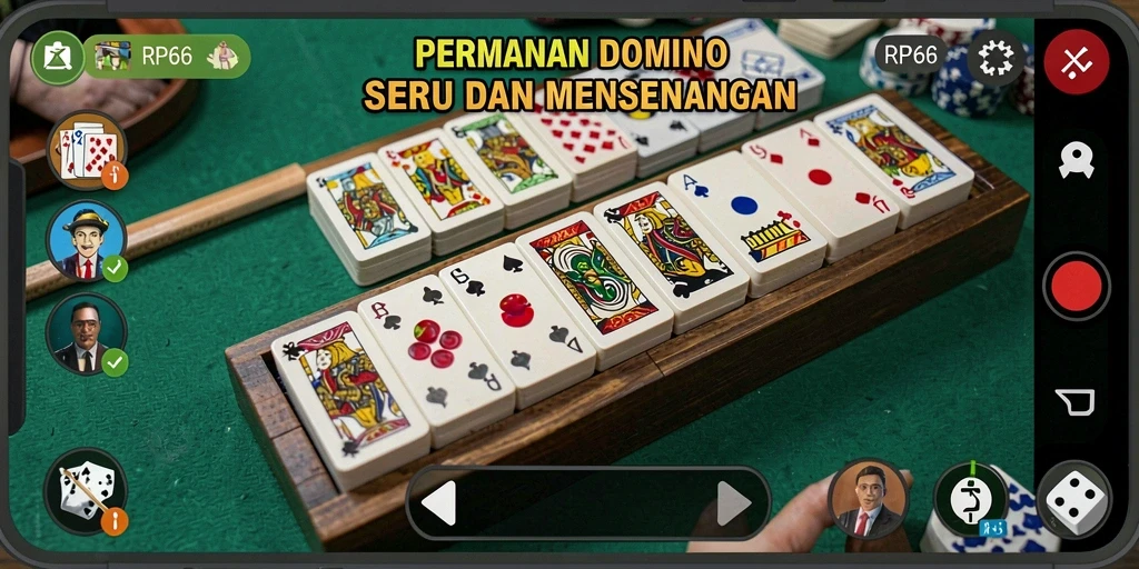 Screenshot utama RP66 menunjukkan gameplay seru permainan Domino.