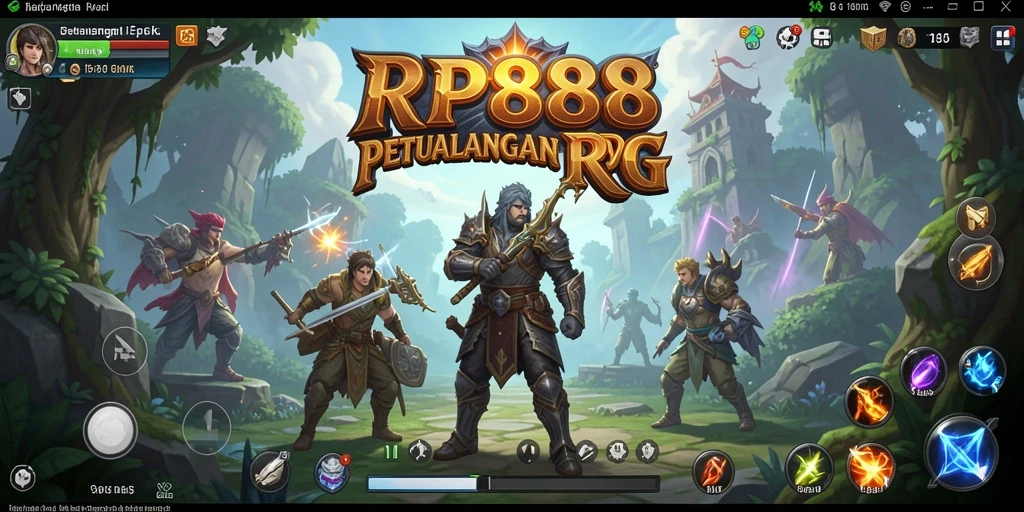 Screenshot RP888 menampilkan aksi dalam pertarungan RPG yang mendebarkan.