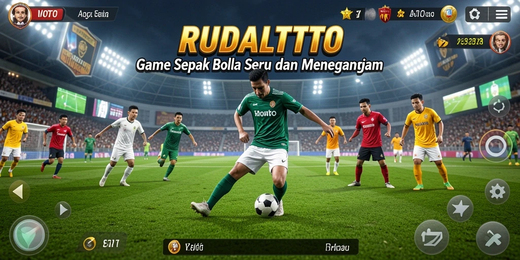 Screenshot gameplay RUDALTOTO menampilkan aksi sepak bola yang mendebarkan.