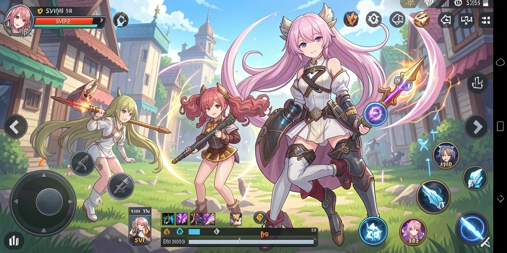 Tangkapan layar gameplay SVIP2 yang menampilkan petualangan dan karakter Anime.