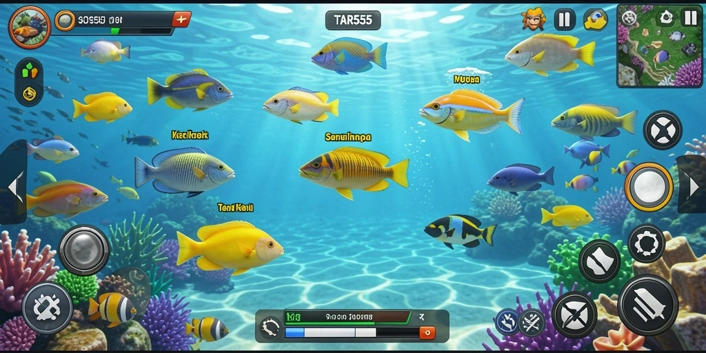 Menampilkan gameplay seru Tembak Ikan di TAR555.