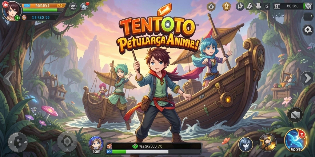 Screenshot utama TENTOTO menampilkan karakter dalam aksi di dunia anime yang hidup.